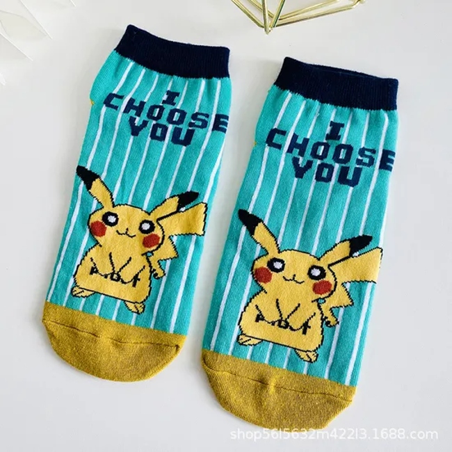 Socks Women′s Cartoon Boat Socks Shallow Summer Breathable Non-Slip Non-Drop Heel Invisible Pikachu Men′s Socks