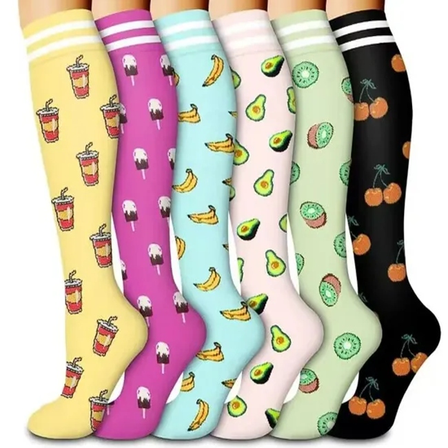 Dropshipping Colorful Fancy Knee High Running Sport Nursing Compression Socks for Men