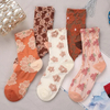Sweatproof Anti-Oduor and Breathable Red Gorgeous Court Vintage Flower Embossed MID-Calf Socks