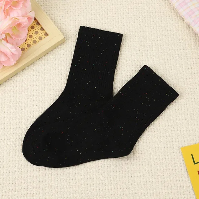 Autumn and Winter DOT Yarn Socks Women Sweet Thickened Warm MID-Calf Socks Stacked Socks MID-Calf Socks