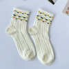 Socks Women′s Spring and Summer Thin Short Cotton Socks Sweat Absorbent Anti- Breathable Green Small Fresh Medium Cylinder Socks White Crushed Flower Socks