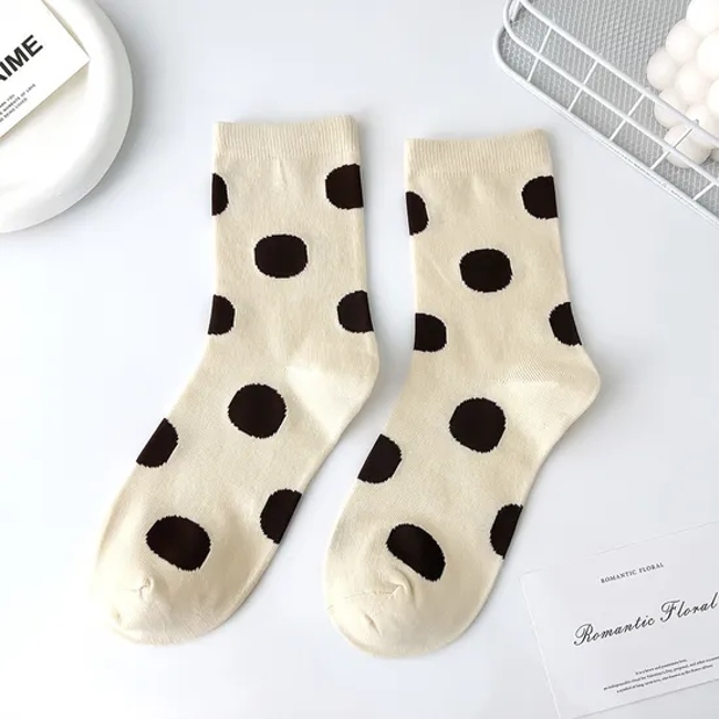 Rainbow Polka DOT MID-Calf Socks Girls Casual Japanese Big Polka DOT Sweat Socks Vintage Modern Girls MID-Calf Socks