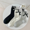 Summer Thin Mesh Breathable MID-Calf Socks Japanese Girls Ballet Style Heel Bow Stacked Socks