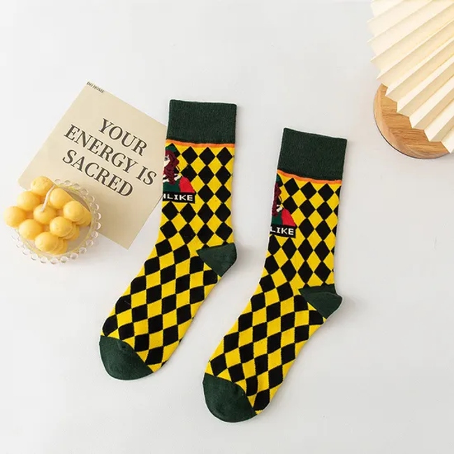 Customized Autumn New Product Creative Portrait Retro Harajuku Style Socks Children Lolita Ins Style Illustration Cute MID Cap Women′s Socks