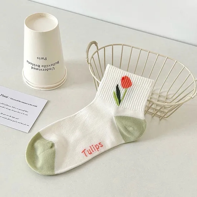 Tulip Women′s Short Socks Cute College Style Socks Boat Socks Thin Breathable Socks