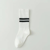 Socks Women′s Autumn and Winter College Style Solid Color Black and White Two Bar Simple Stripe Sports Outer Wear Hundred Long Socks