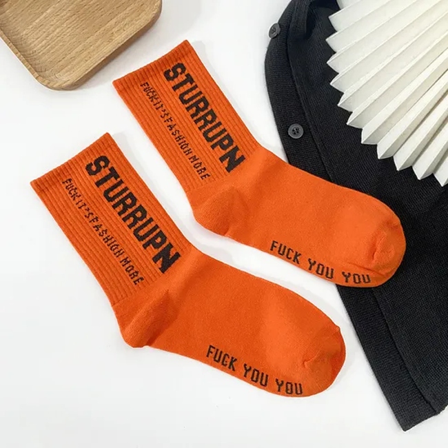 Spring and Autumn Socks for Men and Women High-Top Letter MID-Calf Socks Four Seasons Warm Cotton Socks Casual Sports Long Socks