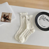 Solid Color Ornaments Ladies MID-Calf Socks Women′s Socks Mesh Breathable Boneless Stacking Socks