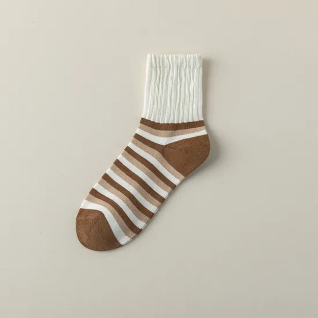 Broken Hole Socks Women Summer Thin MID-Calf Socks Beggars Street Trend White Stripe Ladies Stacked Socks
