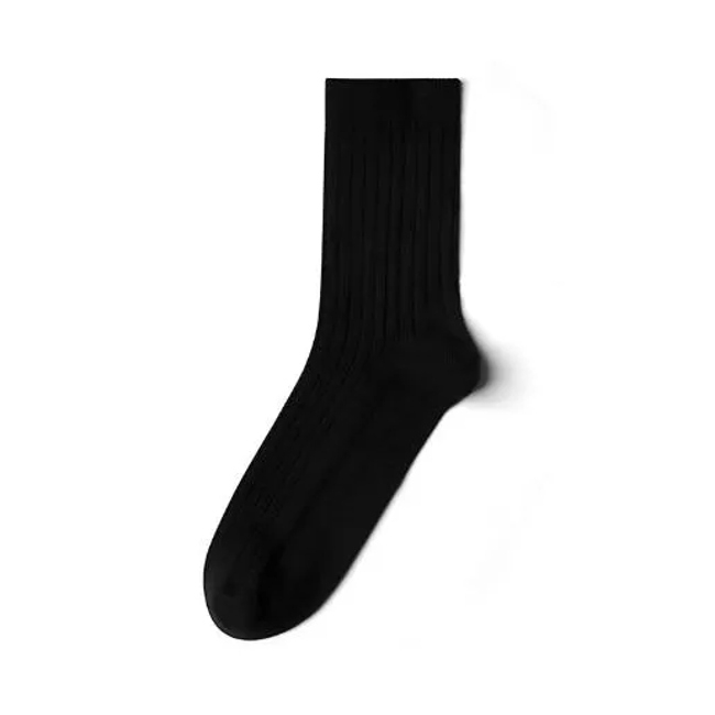 Custom Made Mens Ribbed Mercerized Cotton Business Socks Solid Color Man Crew Socks