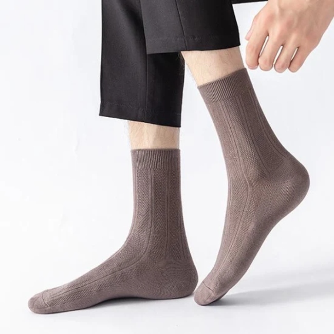 Men′s Solid Cotton Bamboo Viscose Casual Socks Uniform Office Business Leisure Socks for Man