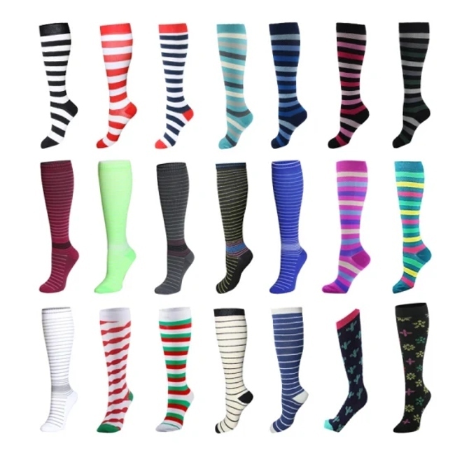 Sports Knee High Compression Socks Men Cycling Fitness Work-out Gym Running Football Soccer Custom Design Socks
