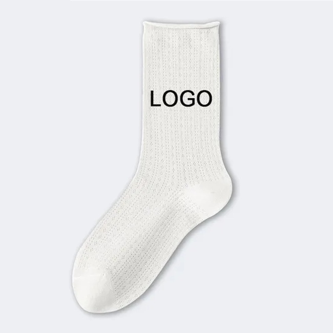 2024 High Quality Low MOQ Custom Cotton Socks Jacquard Embroidery Print Knitted Crew Cotton Sport Unisex Socks