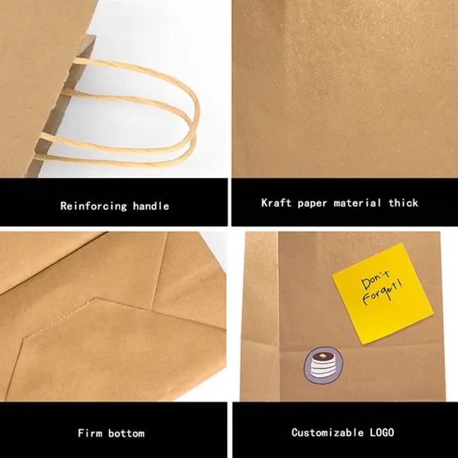 Custom Christmas Bolsa De Papel Kraft Gift Bags for Small Business