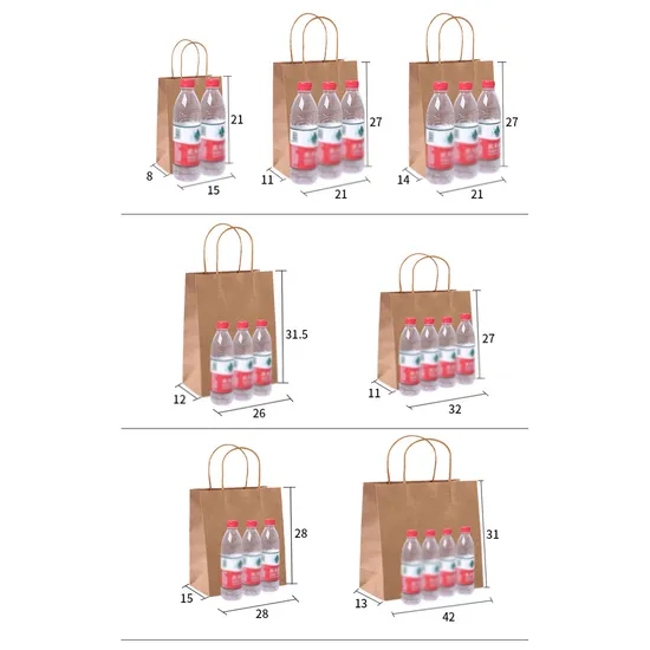 Wholesale Customised Size Print Logo Kraft Gift Paper Bags for Small Business