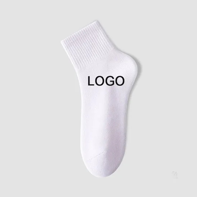 2024 Spring and Summer Custom Logo High Quality Soft Cotton Socks Solid Color Sporty Unisex Casual Crew Socks