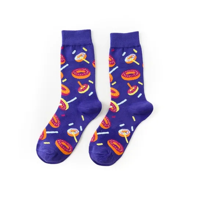 Customized Wholeseller Fashion Winter Spring Summer Men Women Unisex Cotton Branded Eggs Icecream Avocado Jacquard Crew Socks