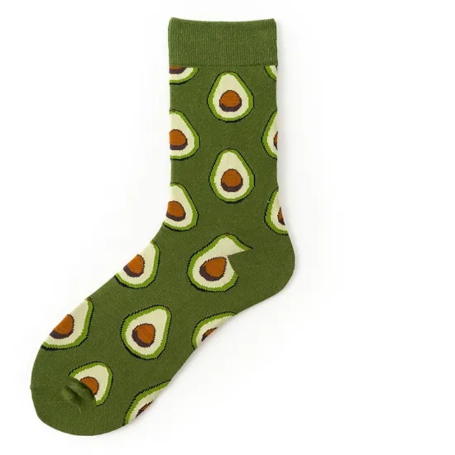 Customized Wholeseller Fashion Winter Spring Summer Men Women Unisex Cotton Branded Eggs Icecream Avocado Jacquard Crew Socks