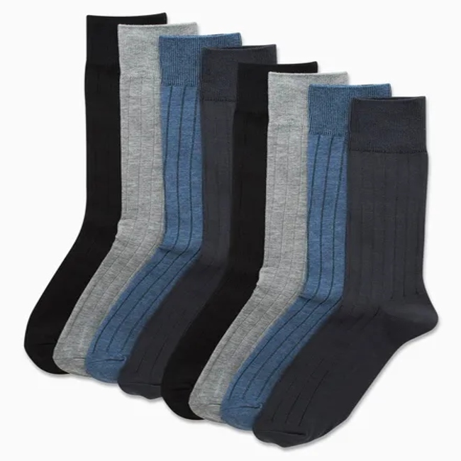 Custom Logo 100% Cotton Double Needle Solid Comfortable Mens Dress Crew Socks