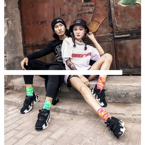 High Quality Fashion Design Men s Spring Summer Casual Tie Dye Socks Customized Breathable Cotton Sports Terry Crew Socks