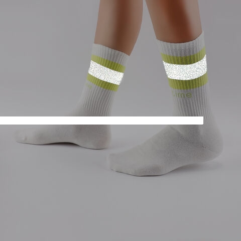 High Reflective Cycling Running Sports Socks Night Safety Compression Athletic Socks for Running Cycling Basketball Hiking Crew
