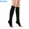 15-20 Mmhg Black Skin Color Nylon Cotton Infused Varicose Veins Long Sleeve Compression Socks with Zipper