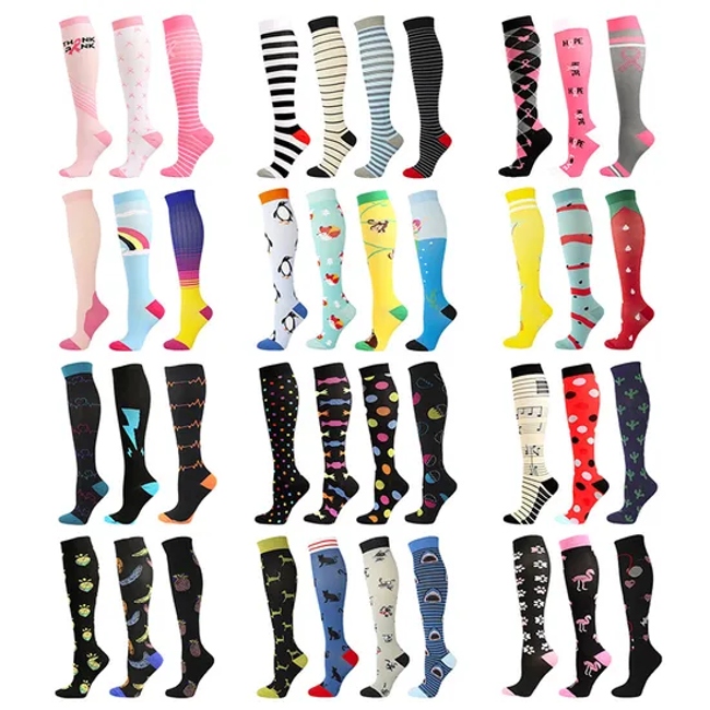 New Fashion Best Selling Customized Logo Sports Compression Socks Multi Colors Athletic Sustainable Non Slip Running Compression Socks