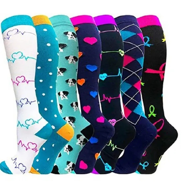 Running Sports Athletic Nurse Spot Graduated Medical Custom 20-30mmhg Knee High Funny Unisex Compression Socks