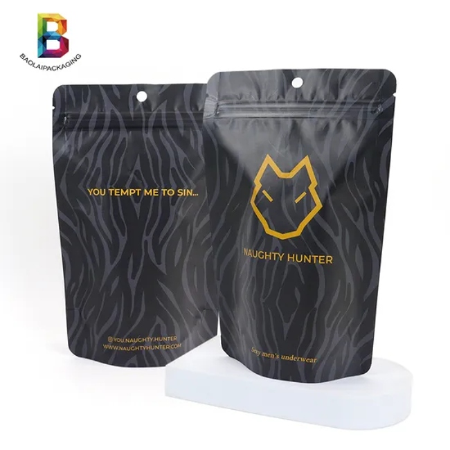 Customized Design Underwear Packing Stand up Pouch Aluminum Foil Zipper Bag