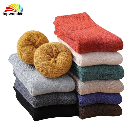 Customize and Wholesale Plain Solid Color Thick Thermal Winter Terry Sock in Many Colors and Sizes at Low Prices