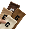 Autumn Women Casual Cotton Socks Knitted Big G Letter Casual Sports Athletic Socks
