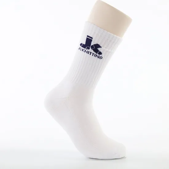 Jc Custom Logo Cotton Solid Custom Color White High Quality Athletic Men Socks
