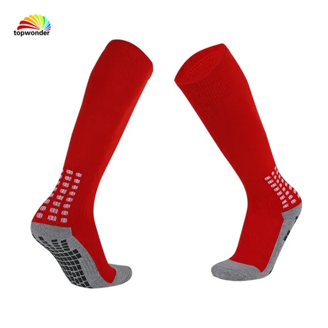Customize All Sorts of Knee High Cushion Football Sports Sock with Terry and Grip Bottom at Low Price and High Quality