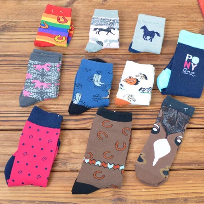 Customized Sports Soft Breathable Boot Socks Children Cute Pattern Equestrian Riding Socks