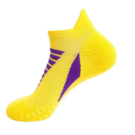Run Cycling Basketball Yellow White Black Men Sports Ankle Socks