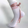 Customizable Women′s Pilates Socks Anti-Slip Quick Dry Compression with Sustainable Letter Cuff Hand Stitched Bow Knitted Design