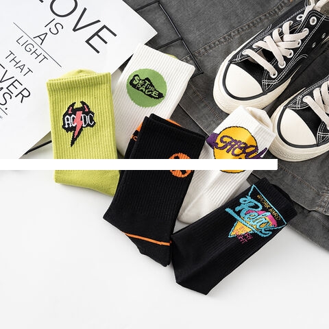 Autumn Absorb Sweat Breathable Pure Cotton Knitting Women s Socks Custom Logo Colour Crew Socks For Unisex
