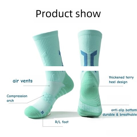 Wholesale good quality professional men s basketball crew socks breathable anti slip ultra light sports absorb sweat socks