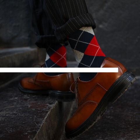 Customization Top Quality Cotton Men s Classic Style Geometric Design Knitting Breathable Anti odor Business Dress Crew Socks