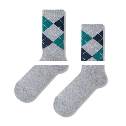 Customization Top Quality Cotton Men s Classic Style Geometric Design Knitting Breathable Anti odor Business Dress Crew Socks