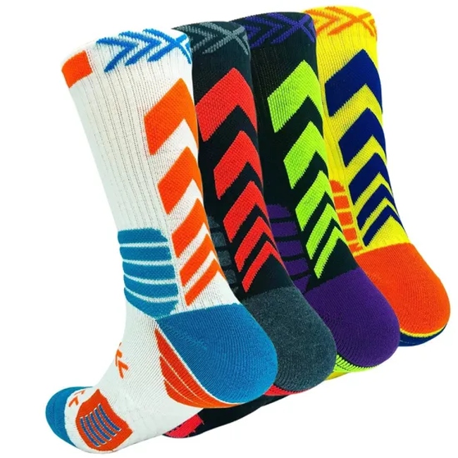 Wholesale High Quality Basketball Socks Men′s Outdoor Athletic Crew Socks Cushioned Thick Sports Non Slip Long Compression Socks