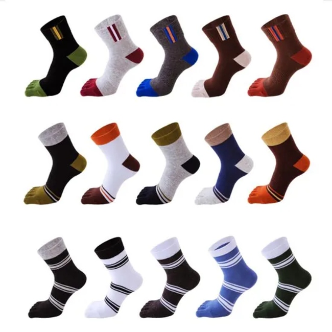Good Quality Soprts Custom Logo Comfortable Compression Fashion 5 Toe Crew Socks Five Toe Finger Socks