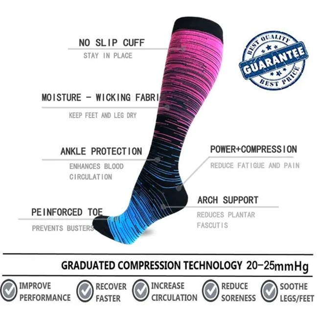 1 Pair Compression Socks Women and Men Stockings Best Medical Nursing Hiking Travel Flight Socks Running Fitness Socks