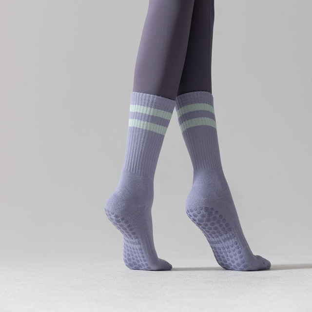 Latest Model Terry Yoga Socks Cotton Silicone Thickened Non-slip Mid-calf Pilates Socks Floor Socks Women Indoor Dance Fitness 