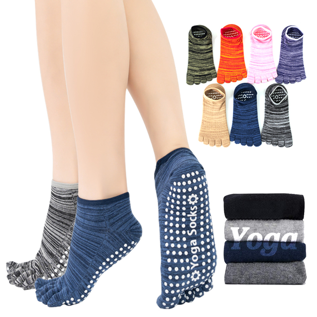 bulk purchases Women Silicone Non-slip Five Toe Pilates Socks Breathable Cotton Ankle Ladies Yoga Socks Ballet Dance Fitness 