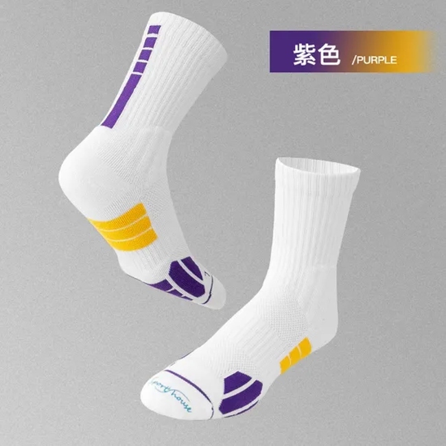 Elite Men′s Sports Socks OEM Custom Basketball Training Thick Towel Bottom High Crew Knitted Sports Socks