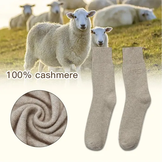 100% Cashmere Socks Custom Logo Printed Winter Warm Socks