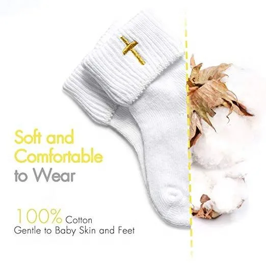 Xainghui Custom Logo Design Christening with Cross Embroidery Socks