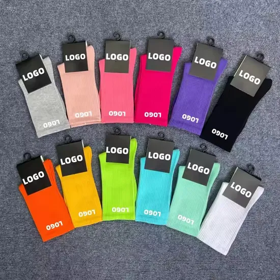 High Quality Private Packaging Label Colorful Cotton Customized Unisex Crew Custom Logo Sports Socks