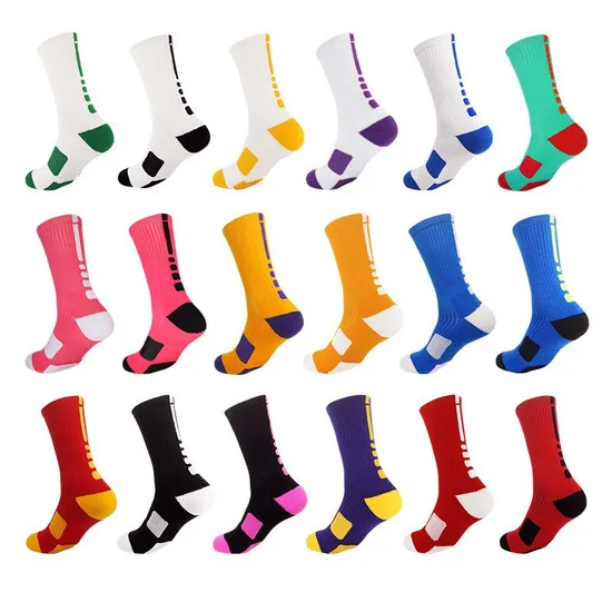Custom Mens Brand Compression Breathable Basketball Elite Men Athletic Blank White Crew Sport Socks Calceta Basketball